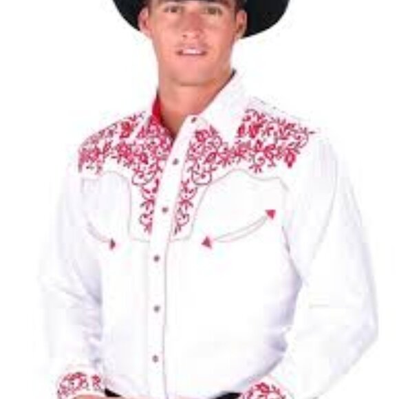 El Señor de los Cielos White Red Snap Mens Sz 2XL Cowboy Western Halloween - Picture 1 of 16